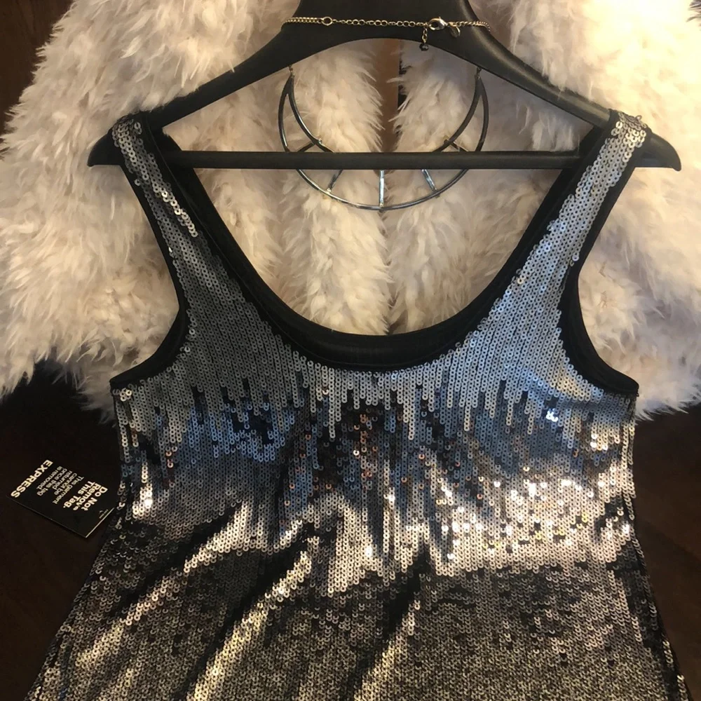 Silver Sequined Slip Dress by Express - Picture 9 of 15